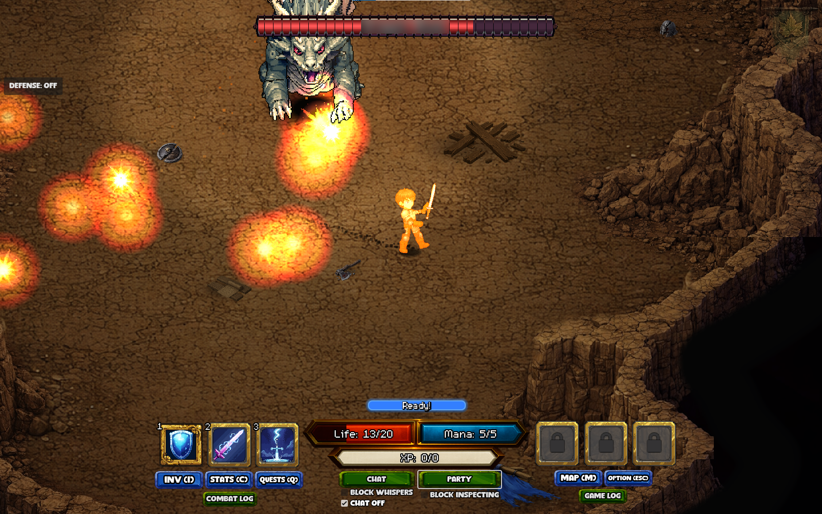 A development encounter in a stone dungeon